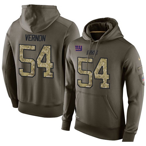 NFL Nike New York Giants #54 Olivier Vernon Green Salute To Service Men's Pullover Hoodie